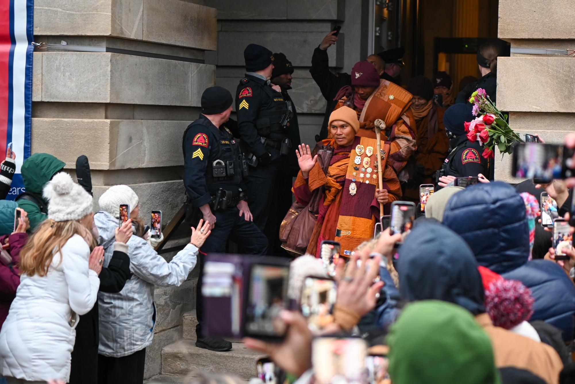 Buddhist Monks Refuse to Stop as Ice Storm Hits North Carolina During 2,300-Mile Trek
