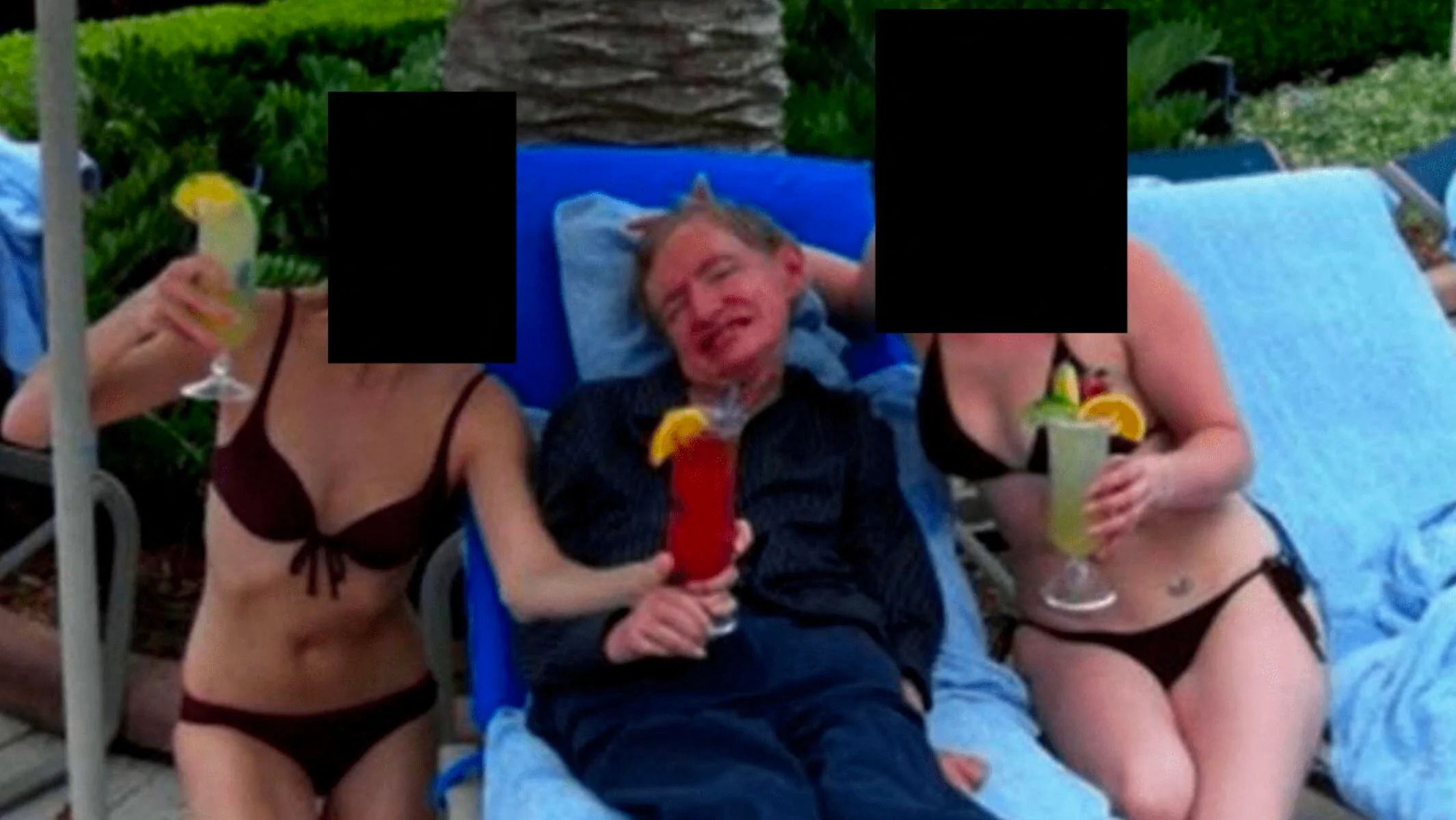 Professor Stephen Hawking Pictured with Two Women in Swimwear in Unsealed Epstein Files